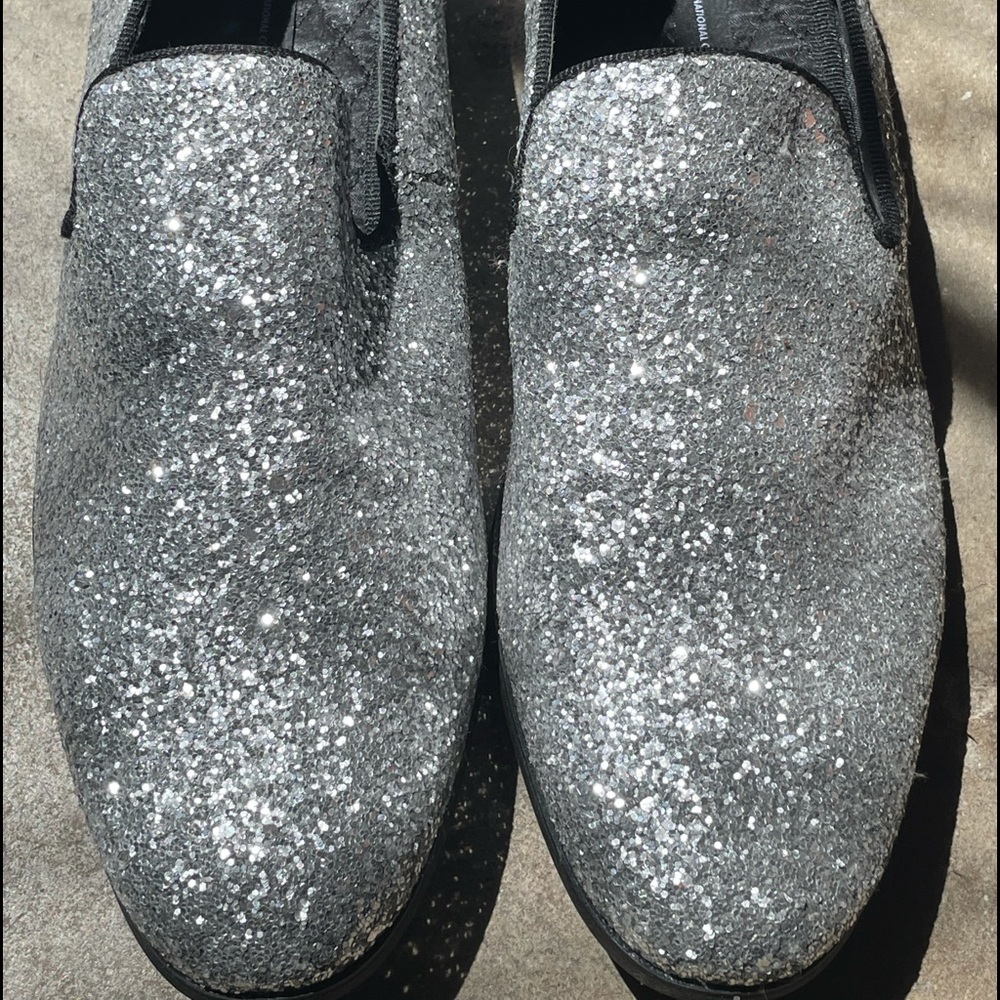 International Concepts Men's Triton Glitter  Silver Slip on shoe